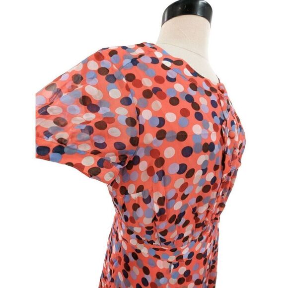 Boden Women Peach Pink Polka Dot Short Sleeve Midi Dress Size 6 - Picture 2 of 16